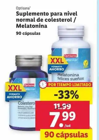 Lidl Suplemento para nivel normal de colesterol - melatonina optisana oferta