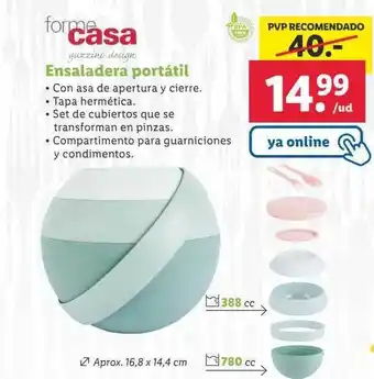 Lidl Ensaladera portátil forme casa oferta