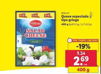 Lidl Queso especiado milbona oferta