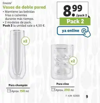 Lidl Vasos de doble pared ernesto oferta