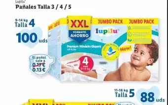 Lidl Pañales talla 3 - 4 - 5 lupilu oferta