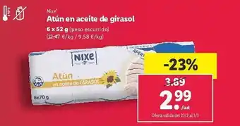 Lidl Atún en aceite de girasol nixe oferta