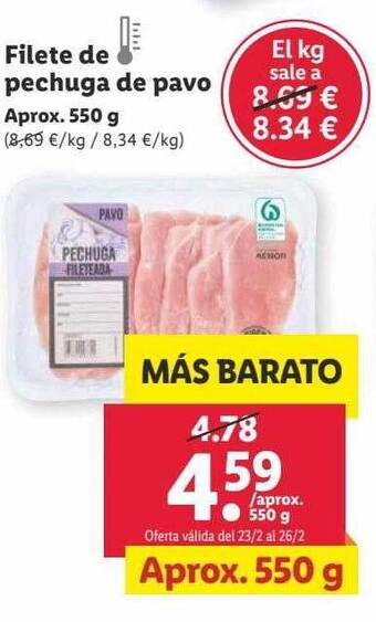 Lidl Filete de pechuga de pavo oferta