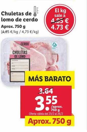 Lidl Chuletas de lomo de cerdo oferta