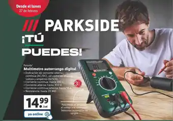 Lidl Multímetro autorrango digital parkside oferta