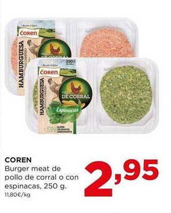 Alimerka Coren burger meat de pollo de corral o con espinacas oferta