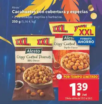Lidl Cacahuetes con cobertura y especias alesto oferta
