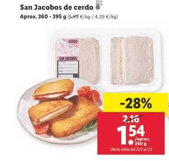 Lidl San jacobos de cerdo oferta