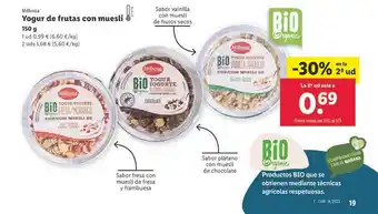 Lidl Yogur de frutas con muesli milbona oferta