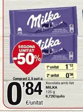 SPAR Fragadis Xocolata amb llet milka oferta