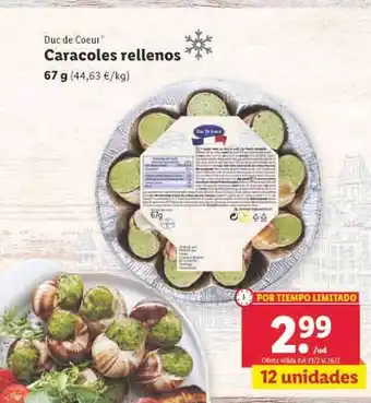 Lidl Caracoles rellenos duc de coeur oferta