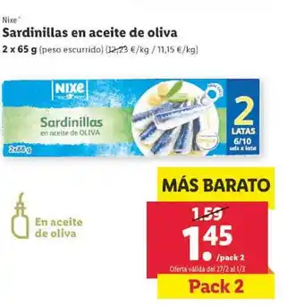 Lidl Sardinillas en aceite de oliva nixe oferta