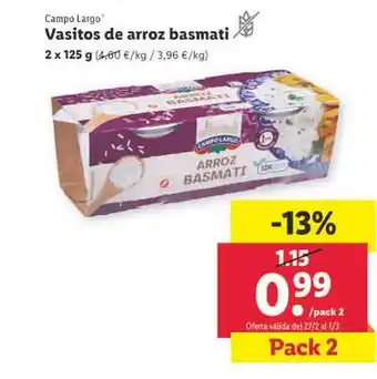 Lidl Vasitos de arroz basmati campo largo oferta