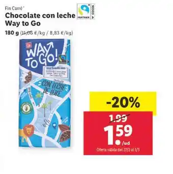 Lidl Chocolate con leche way to go fin carré oferta