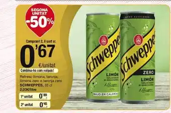 SPAR Fragadis Refresc llimona, taronja zero o schweppes oferta