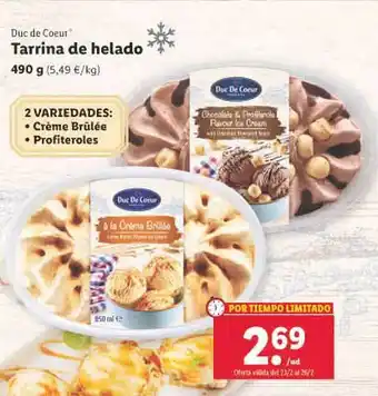 Lidl Tarrina de helado duc de coeur oferta