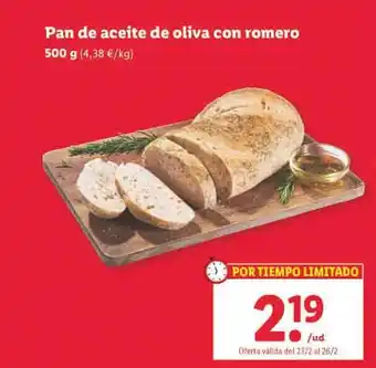 Lidl Pan de aceite de oliva con romero oferta