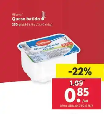 Lidl Queso batido milbona oferta