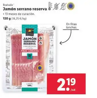 Lidl Jamón serrano reserva realvalle oferta