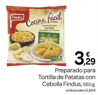 Supermercados El Jamón Preparado para tortilla de patatas con cebolla findus oferta