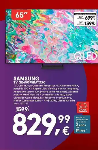 Worten Samsung tv qe65q75batxxc oferta