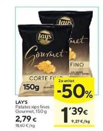 Caprabo Lay's patates xips fines gourmet oferta
