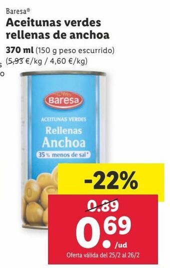 Lidl Aceitunas baresa oferta