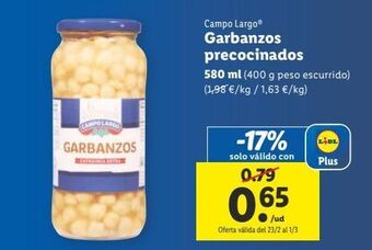 Lidl Garbanzos campo largo oferta