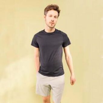 Decathlon Camiseta fitness manga corta transpirable cuello redondo hombre domyos negro oferta