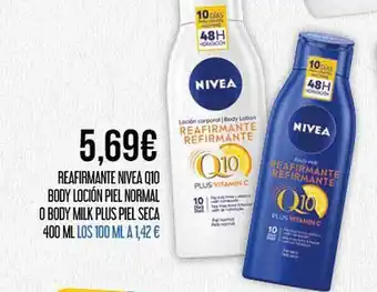 Claudio Reafirmante nivea q10 body loción piel normal o body milk plus piel seca oferta