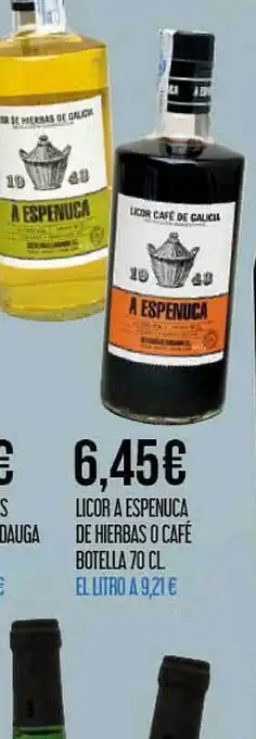 Licor a espenuca de hierbas o café