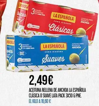 Claudio Aceitunas rellena de anchoa la española clásica o suave lata pack 3 oferta