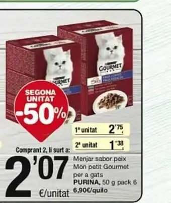 SPAR Fragadis Menjar sabor peix mon petit gourmet per a gats purina oferta