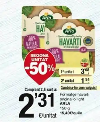 SPAR Fragadis Formatge havarti original o light arla oferta