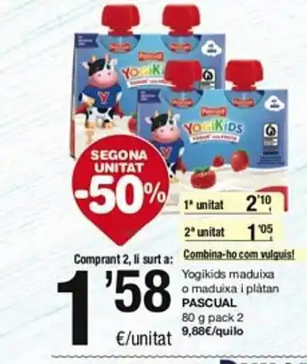 SPAR Fragadis Yogikids maduixa o maduixa i plátan pascual oferta