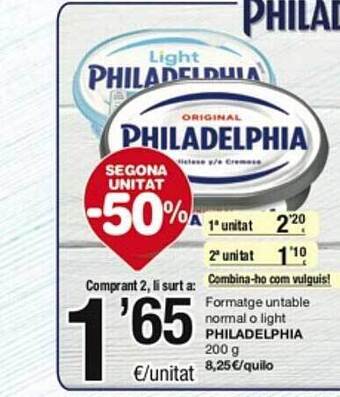 SPAR Fragadis Formatge untable normal o light philadelphia oferta