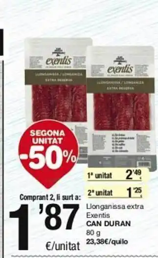 SPAR Fragadis Llonganissa extra exentis can duran oferta