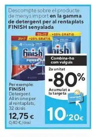 Caprabo Finish detergent all in one per al rentaplats oferta