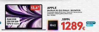 Worten Apple macbook air gris sideral - mlxw3y a oferta