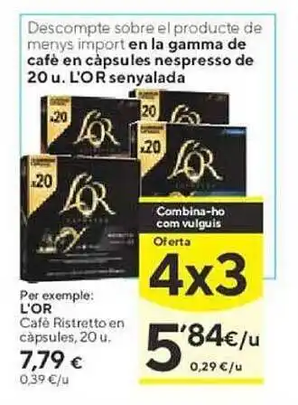Caprabo L'or cafè ristretto en càpsules oferta