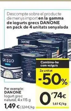 Caprabo Danone iogurt grec natural oferta