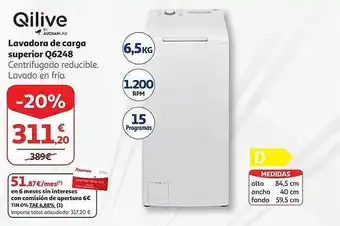 Alcampo Qilive lavadora de carga superior q6248 oferta