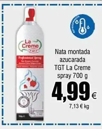 FROIZ Nata montada azucarada tgt la creme spray oferta