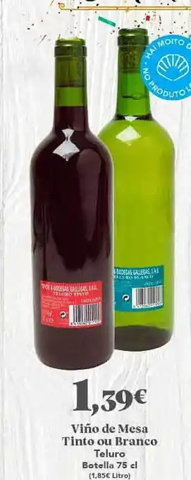 Gadis Viño de mesa tinto ou branco teluro oferta