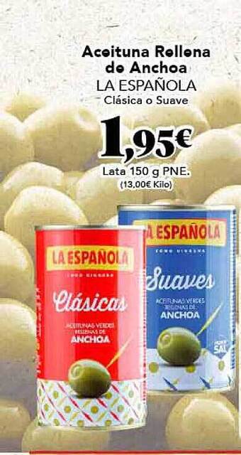 Gadis Aceituna rellena de anchoa la española clásica o suave oferta