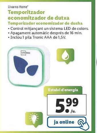 Lidl Temporizador economizador de ducha oferta