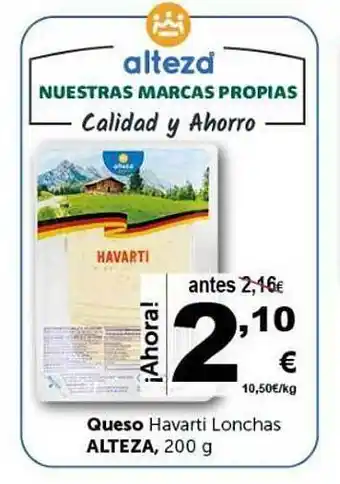 Masymas Queso havarti lonchas alteza oferta