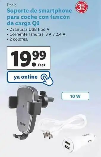 Lidl Tronic soporte de smartphone para coche con funcón de carga qi oferta
