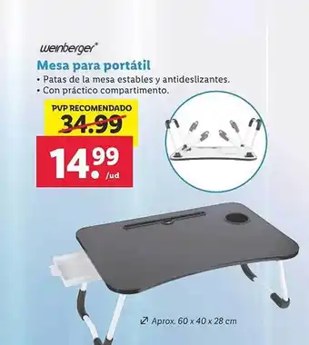 Lidl Weinberger mesa para portátil oferta