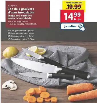 Lidl Juego de 3 cuchillos de acero inoxidable oferta